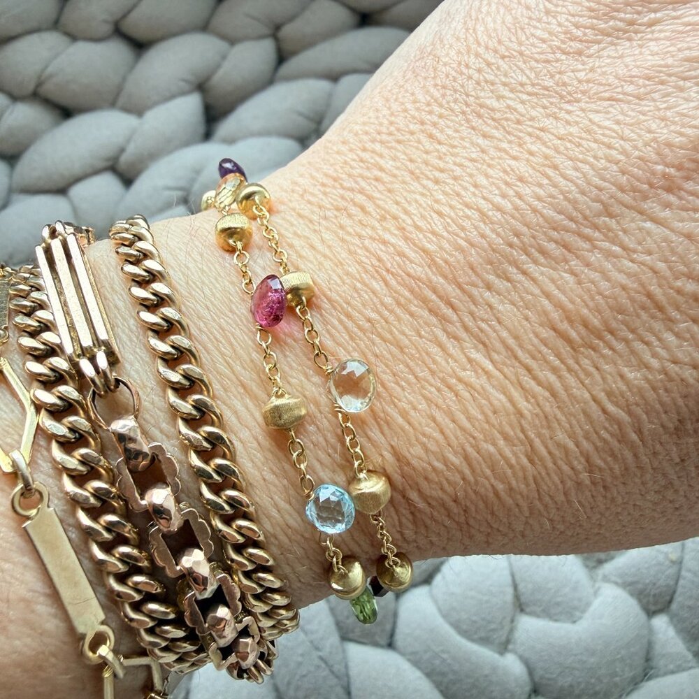 Marco Bicego Paradise 18K 2 Strand Bracelet 6.75-7.5" Multi-Gemstone 10g - Picture 4 of 13
